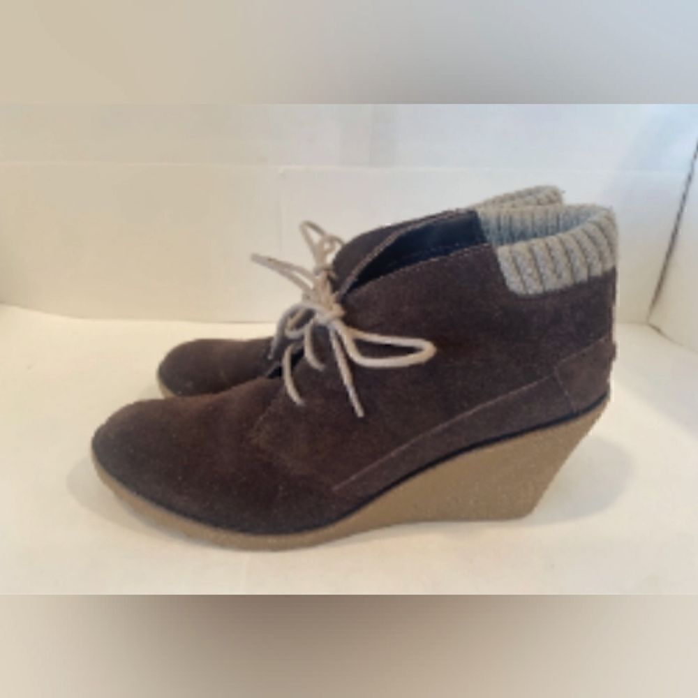 Lacoste suede wedge boot.